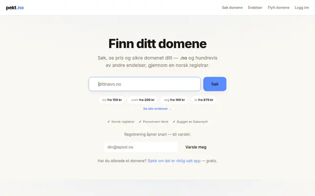 Skjermbilde av pekt.no